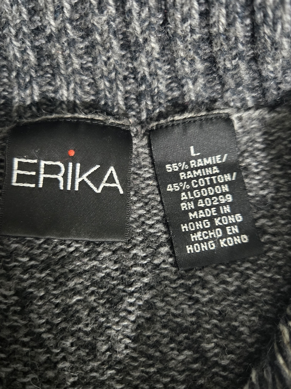 Vintage Erika Women’s Charcoal Gray Fair Isle Half-Zip Knit Sweater - Picture 3 of 8